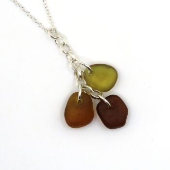 Citron, Peridot and Caramel Sea Glass Cluster Necklace KYRA
