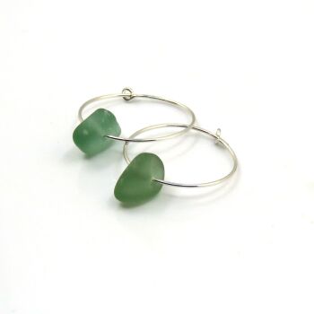 Light Teal Green  Sea Glass Sterling Silver Earrings