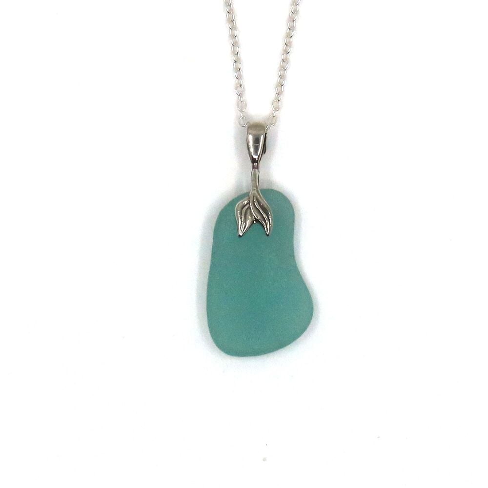 Reef Blue Sea Glass Necklace Mermaid Oona