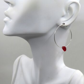 Red Sea Glass and Sterling Silver Hoop Earrings