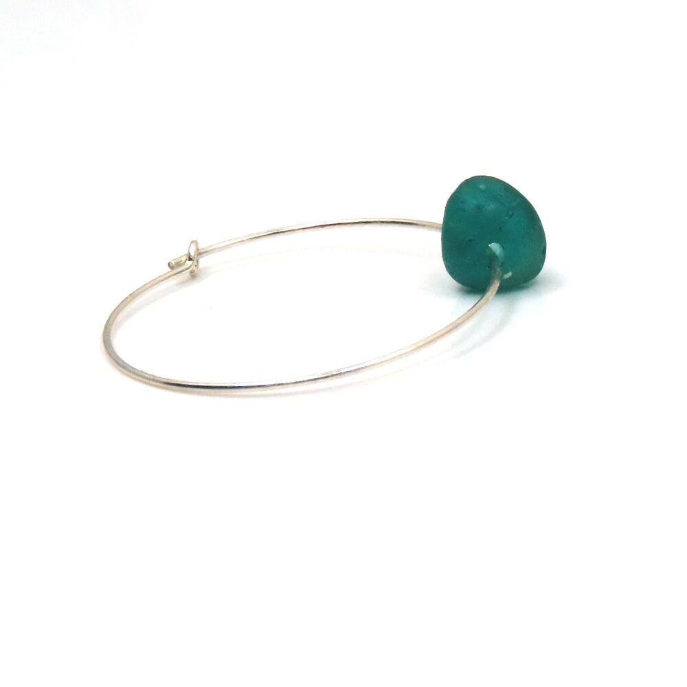 Single Turquoise Sea Glass Hoop Earring