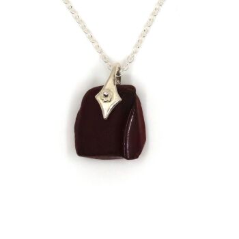 Ruby Red Sea Glass and Sterling Silver Necklace LILOU