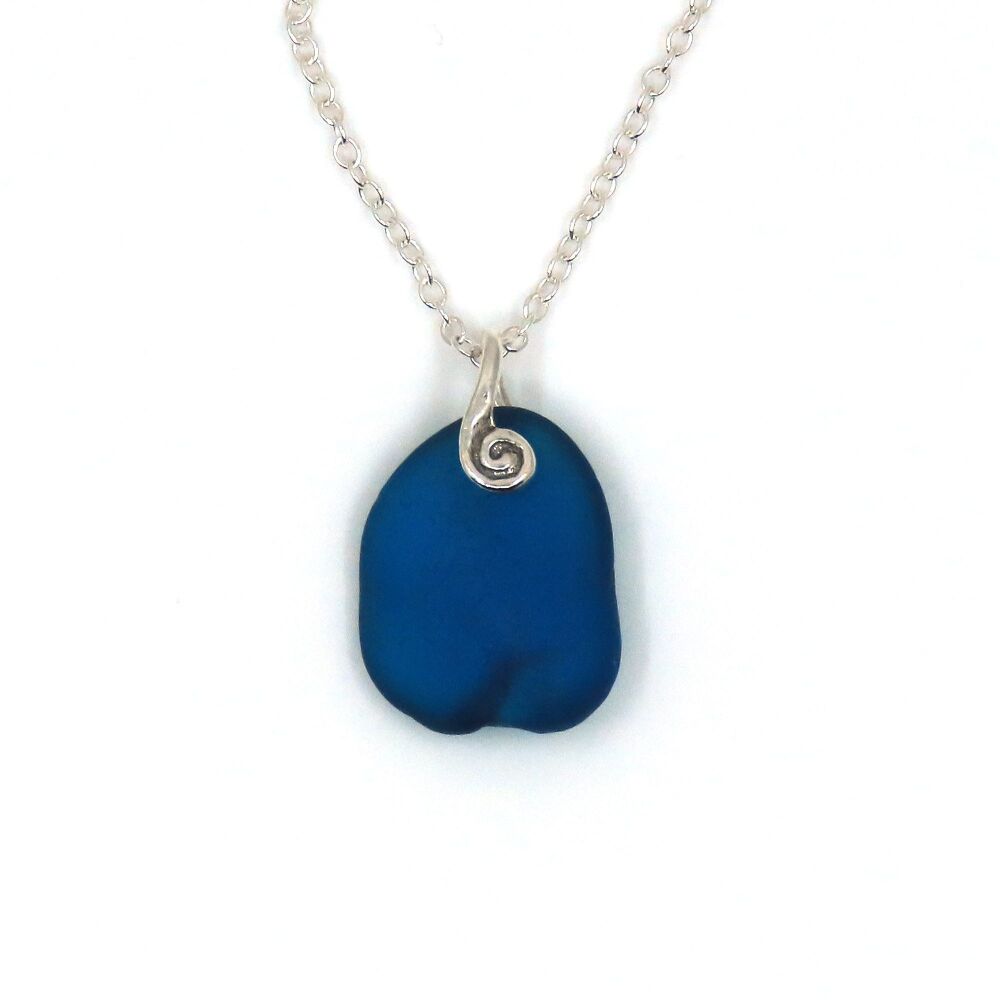 Electric Blue English Sea Glass Necklace NICOLA