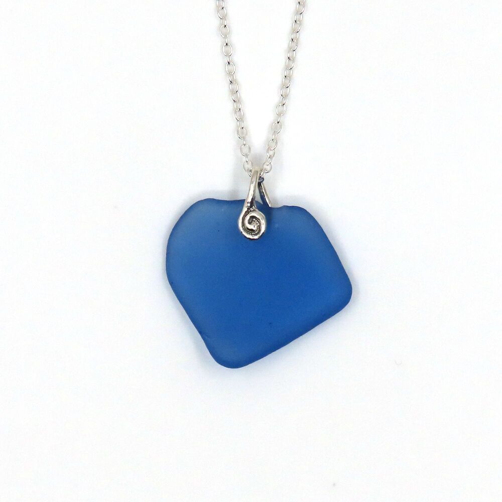 Conflower Blue English Sea Glass Necklace TILLY