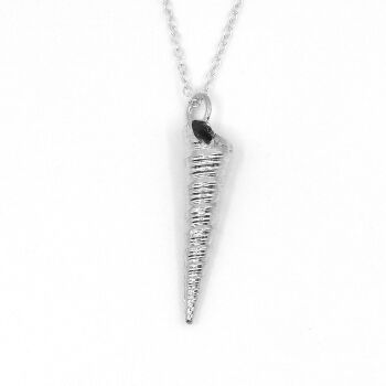 Cast Sterling Silver Spiral Shell Pendant Necklace