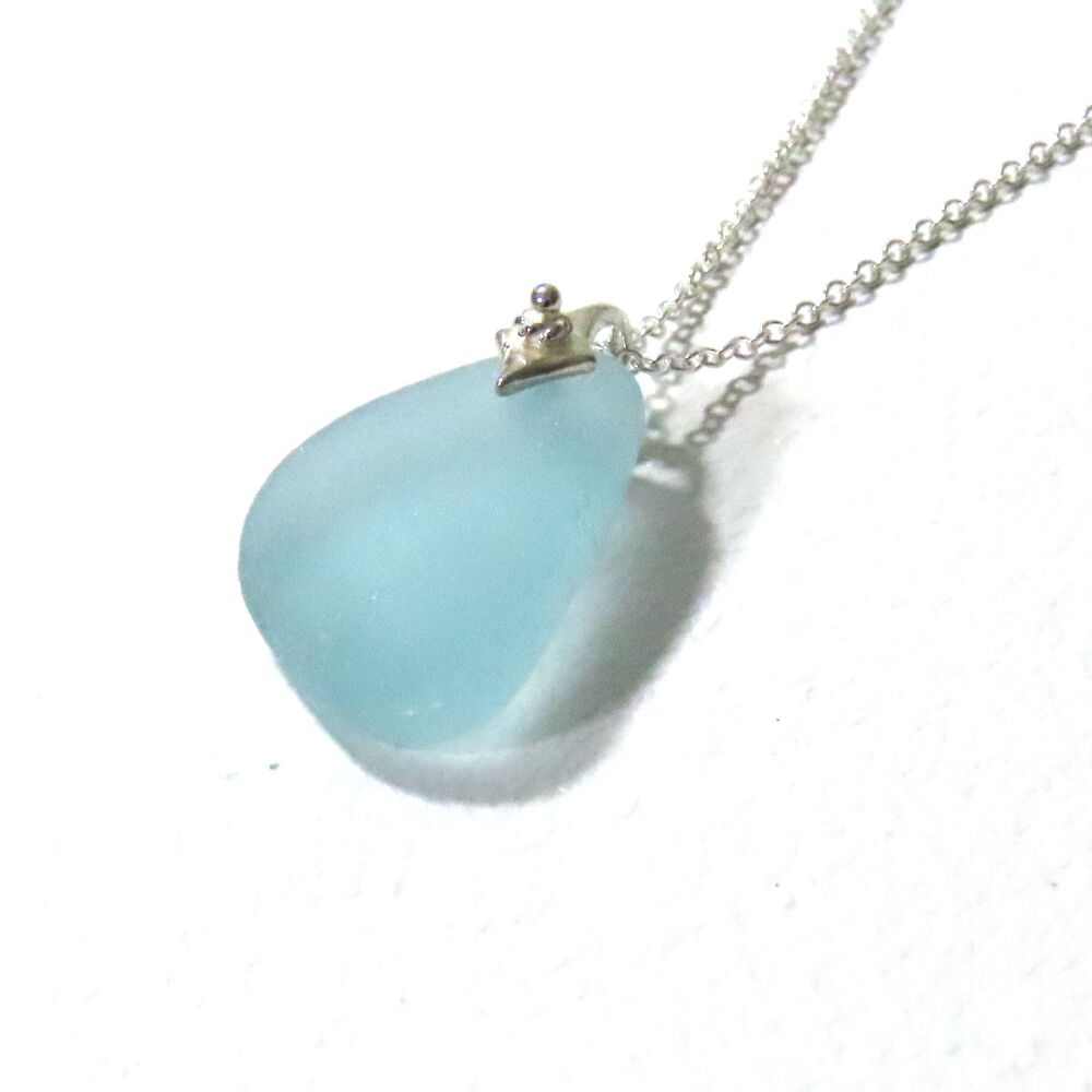 Aquamarine Sea Glass Necklace CERYS