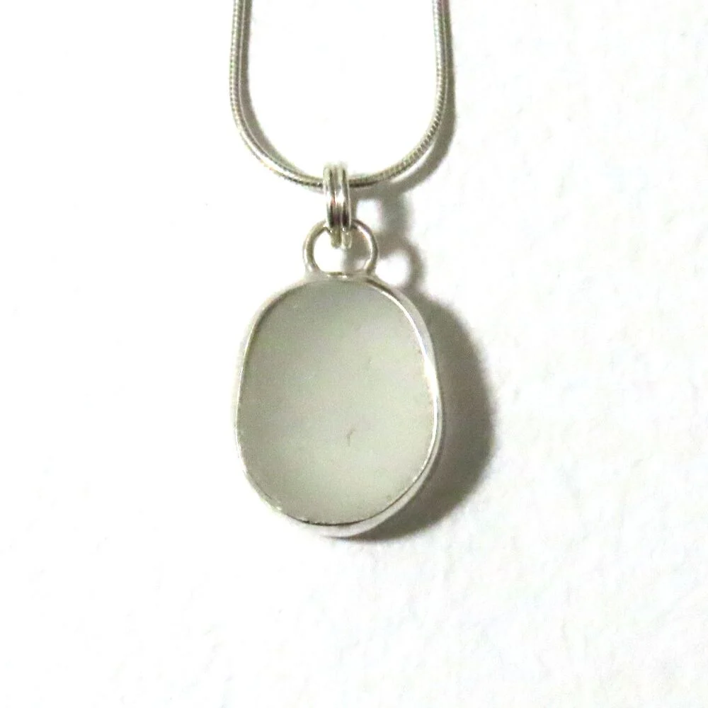 Bezel Set Sea Glass Pendant Necklaces