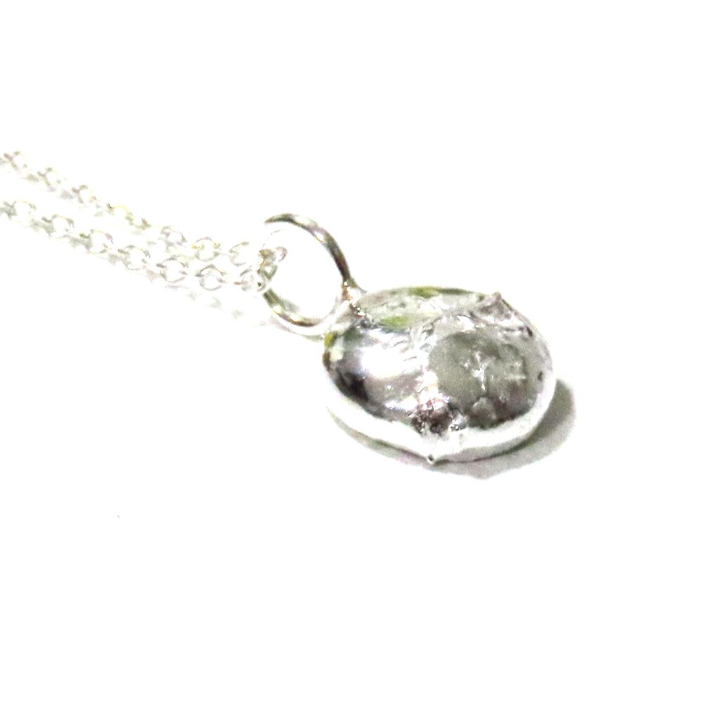 Recycled Sterling Silver Pebble Pendant Necklace Large