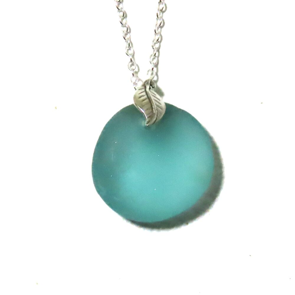 Turquoise Sea Glass and Silver Necklace KAMILLE