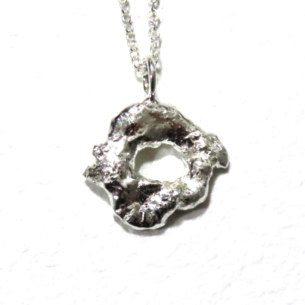 Recycled Sterling Silver Molten Rock Pendant Necklace