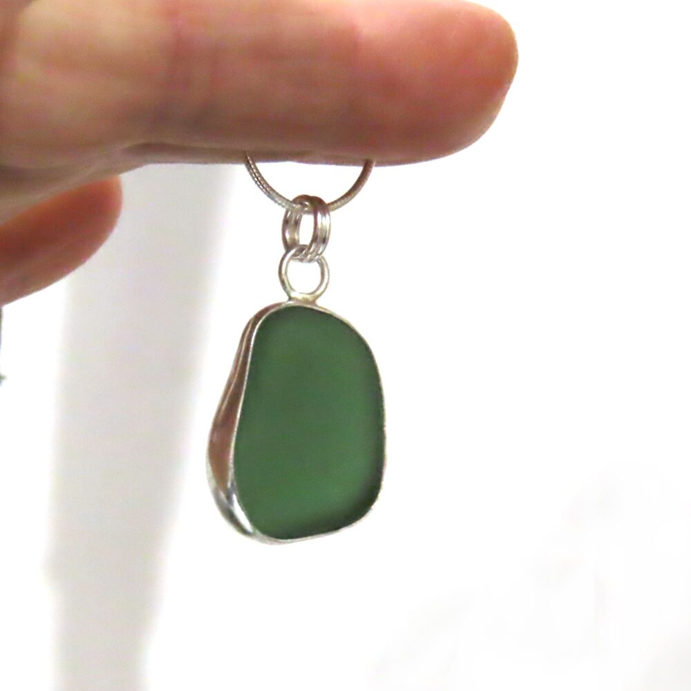 Sea Glass Necklace, Gift for Friend, Dark Blue Green Seaglass, LUCIE