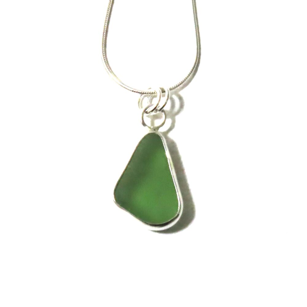 Sea Glass Necklace Sage Green Sea Glass Pendant Necklace KIT
