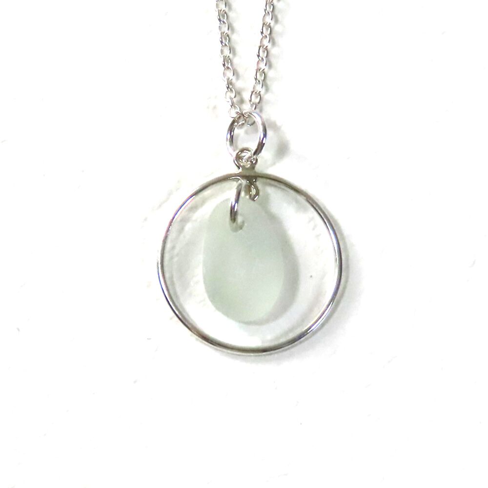 Circle Necklace Sea Glass and Silver Necklace MANDALA