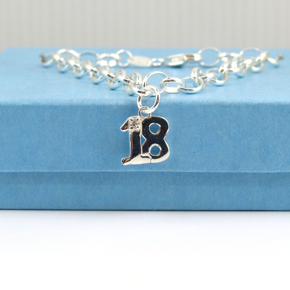 18 Bracelet, Sterling Silver Bracelet, Gift for Friend, Daughter, Sister, Granddaughter 5mm links