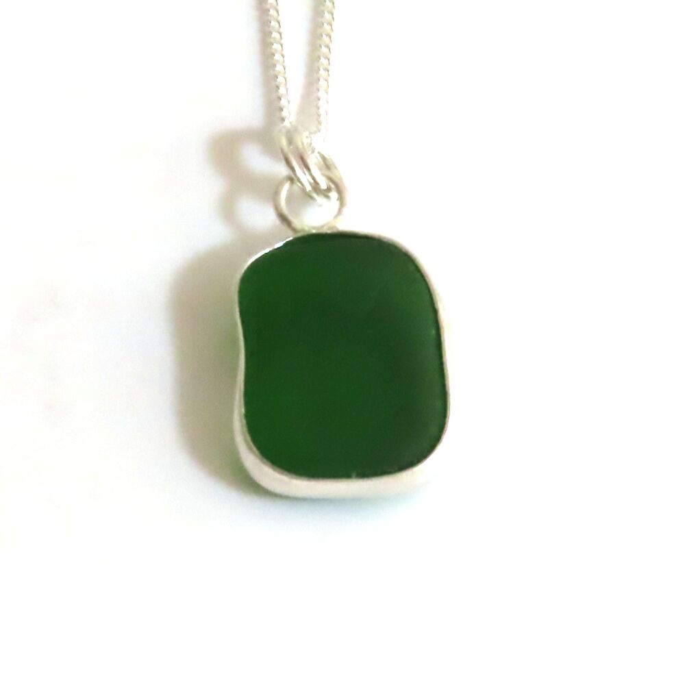 Green Open Back Bezel Set Sea Glass Pendant Necklace LILLIE
