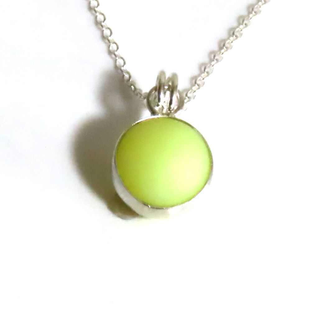 Rare Ultraviolet Bezel Set Sea Glass Marble Pendant Necklace REINE