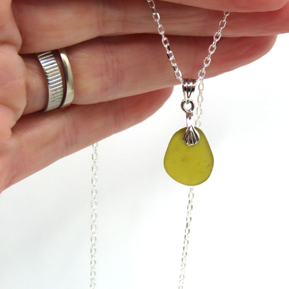 Honey Sea Glass and Silver Necklace BIJOU