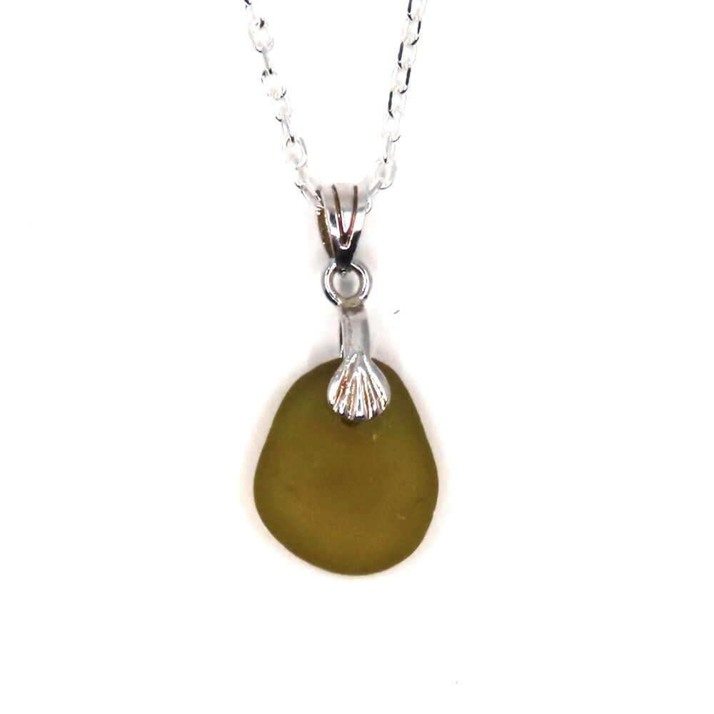 Honey Sea Glass and Silver Necklace BIJOU