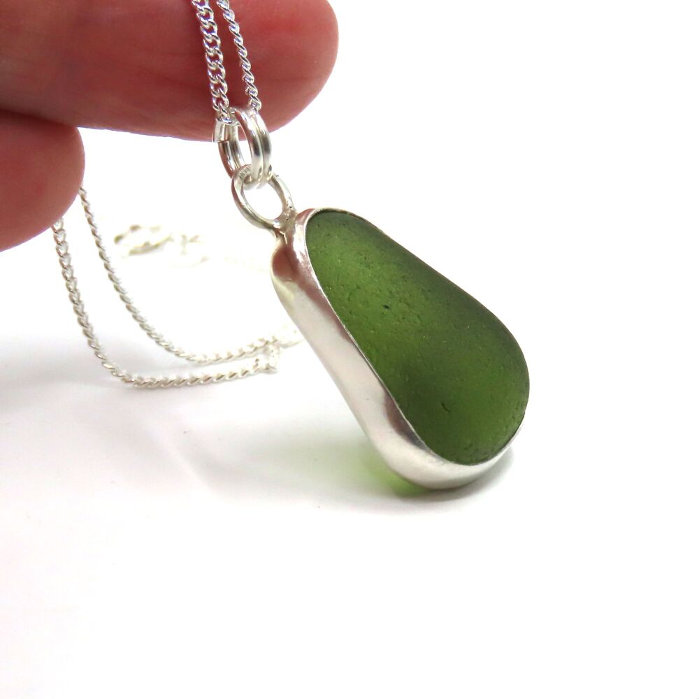 Lime Green Sea Glass Pendant Necklace STARLA