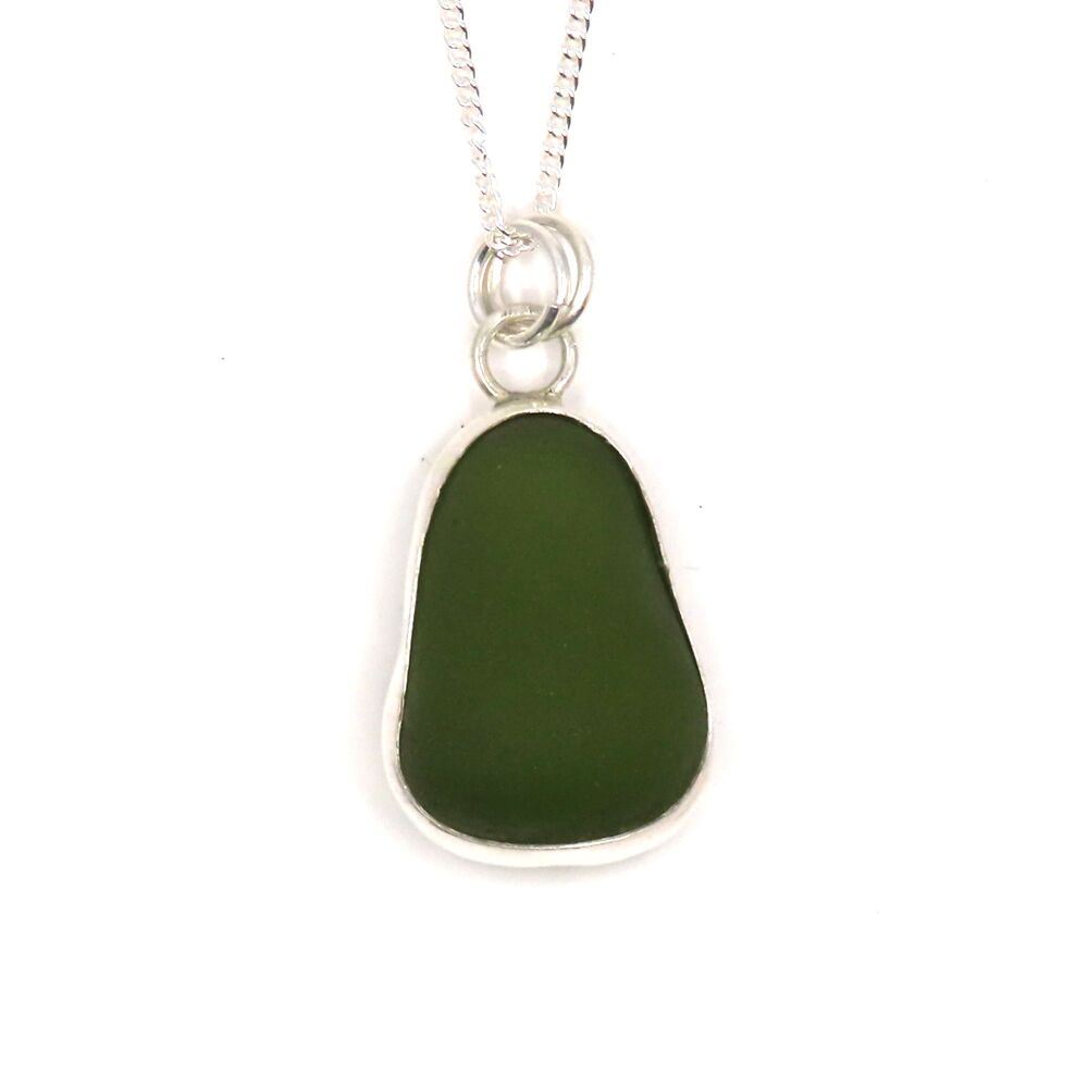 Lime Green Sea Glass Pendant Necklace STARLA