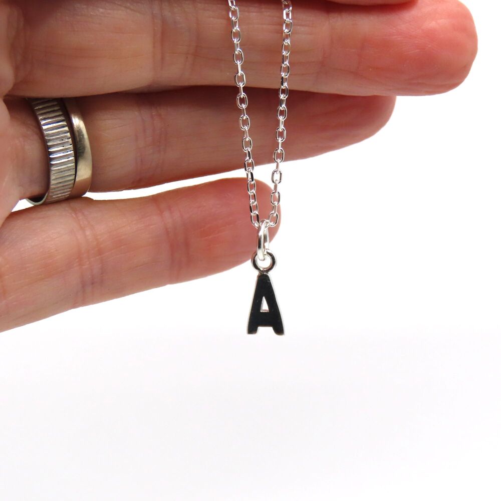 Sterling Silver Personalised Initial Letter Charm Necklace