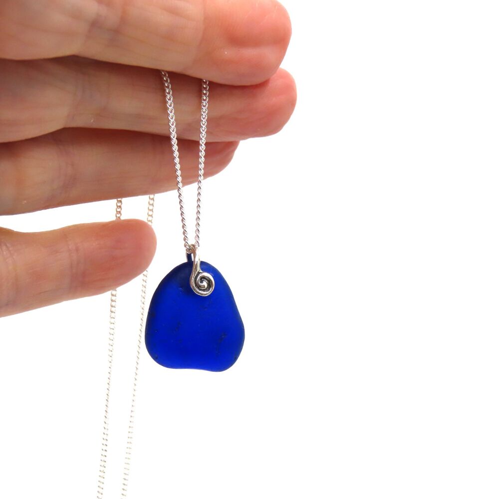 Cobalt Blue Sea Glass Pendant  SEA MAIDEN