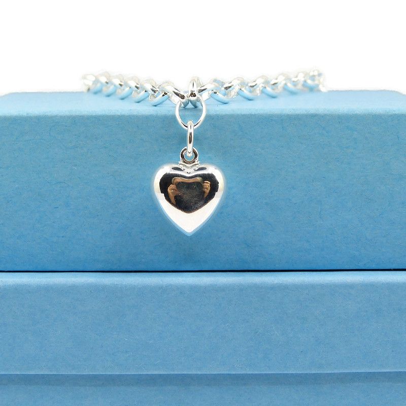 Heart Bracelet, Sterling Silver Bracelet, Gift for Friend 5mm links