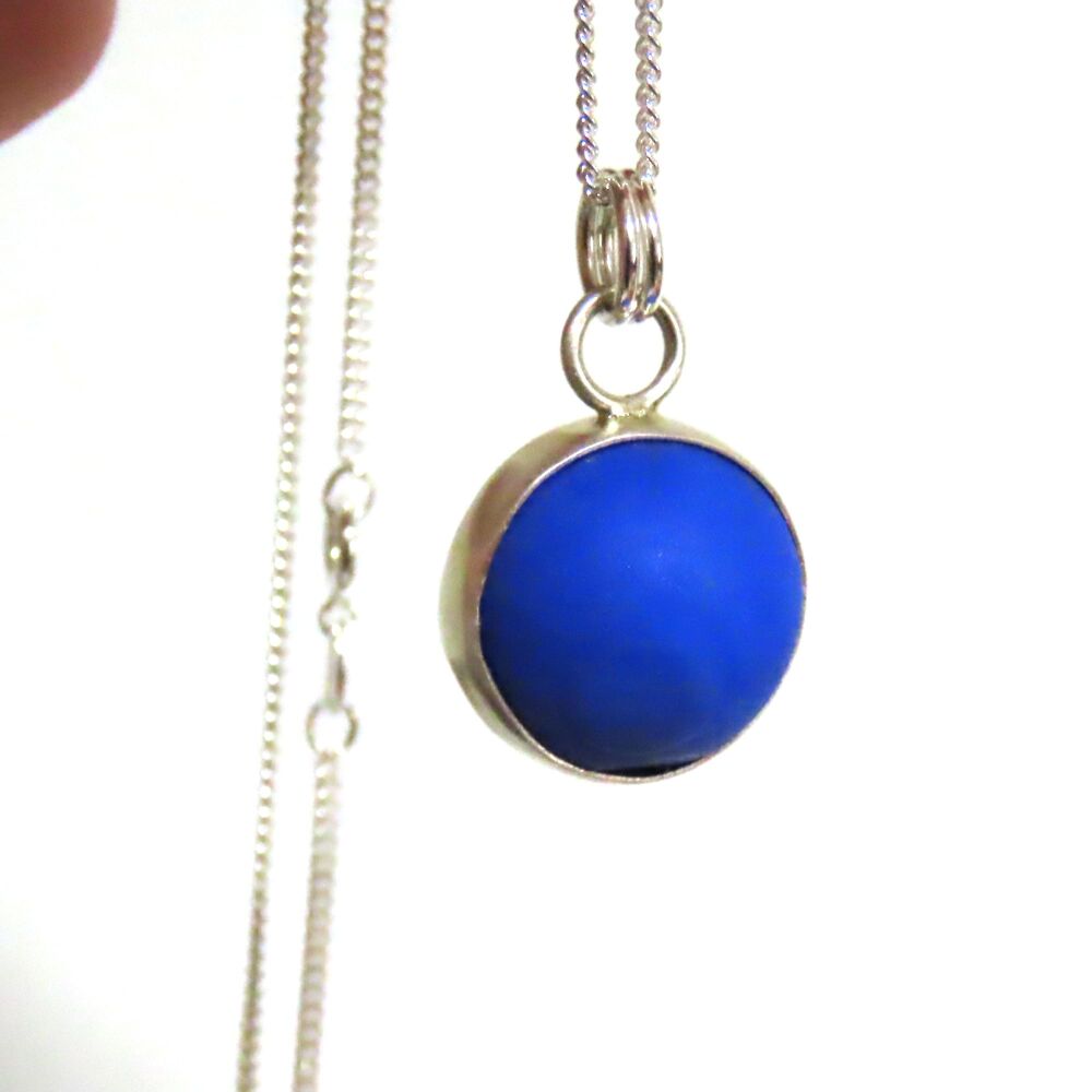 Cobalt Blue Sea Glass Marble Necklace VICTORIA