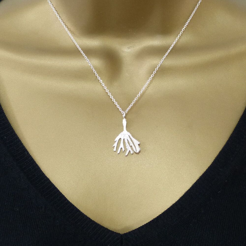 Sterling Silver Small Hornwrack  Pendant Necklace