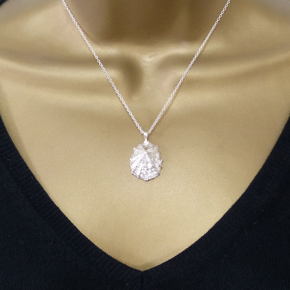 Sterling Silver Limpet Seashell Pendant Necklace Hallmarked - Large Limpet Shell