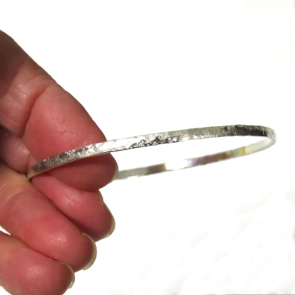 Hammered Sterling Silver Bangle Plain Bangle