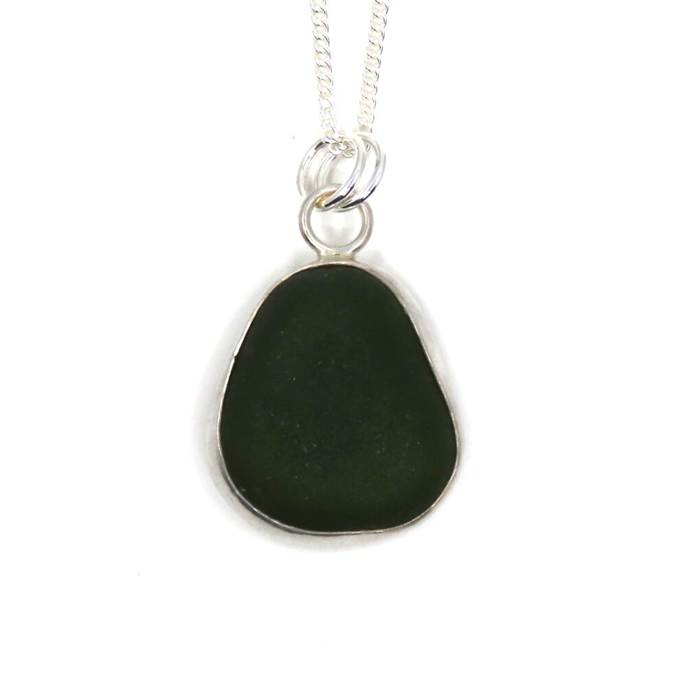 Forest Green Sea Glass Pendant Necklace CLAIRE