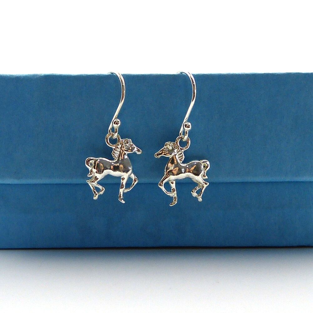 Tiny Sterling Silver Horse Drop Earrings, Gift for Friend