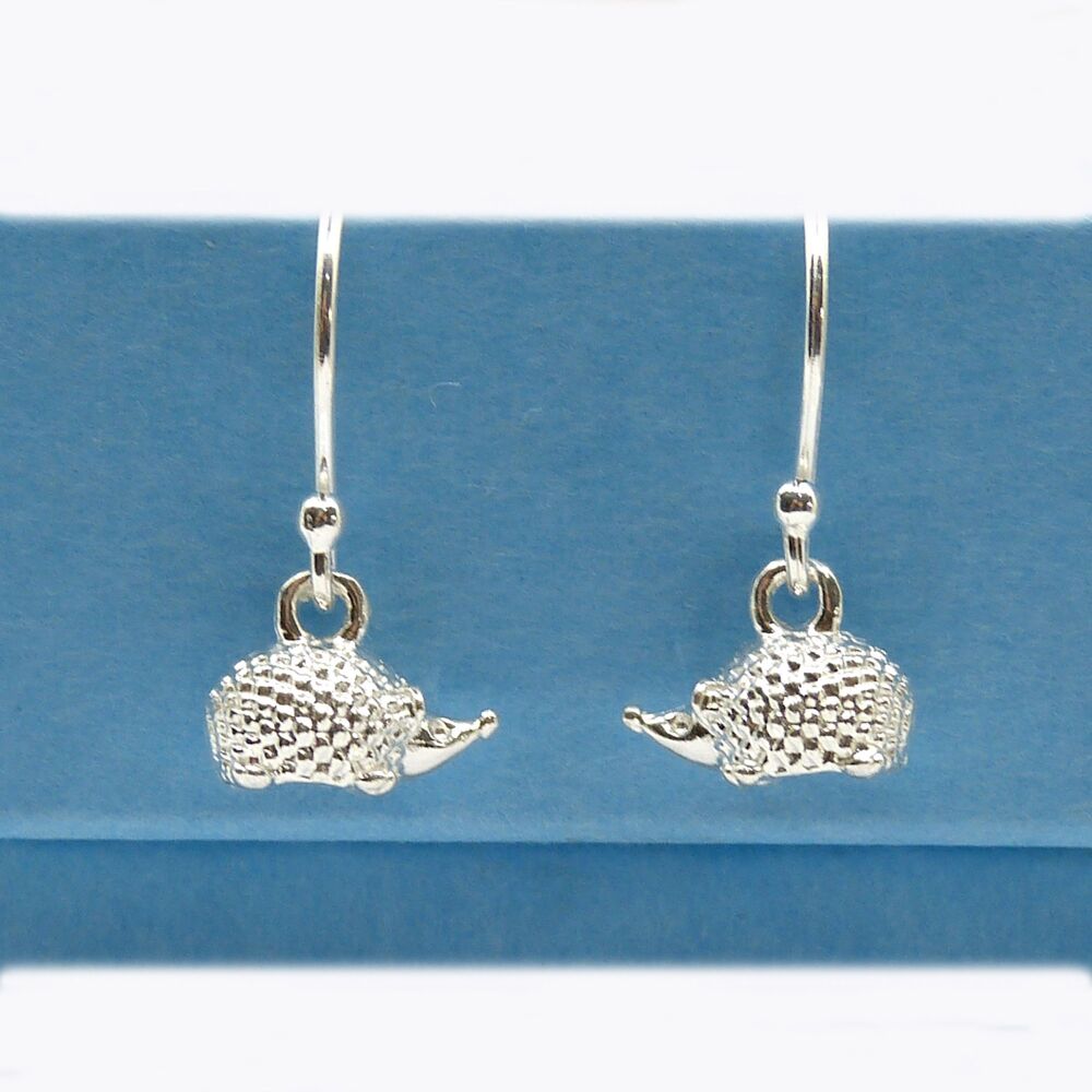 Tiny Sterling Silver Hedgehog Drop Earrings, Gift for Friend