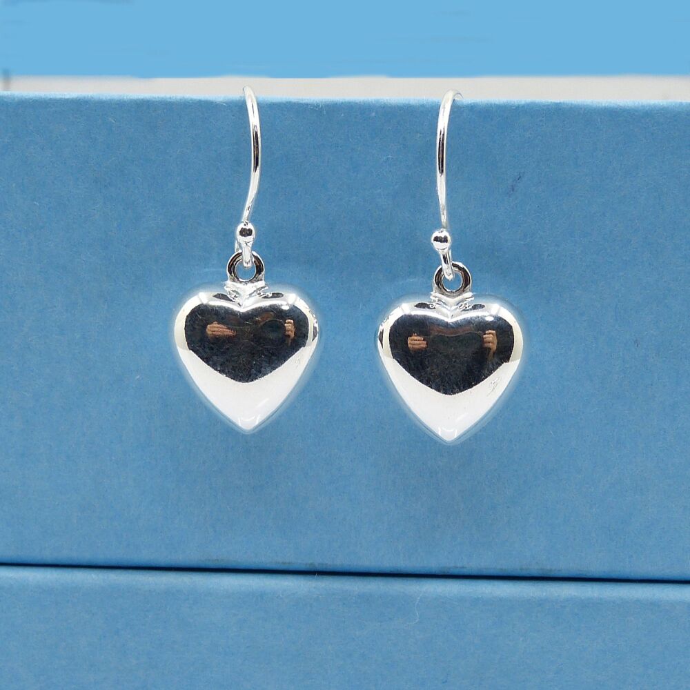 Tiny Sterling Silver Heart Drop Earrings, Gift for Friend