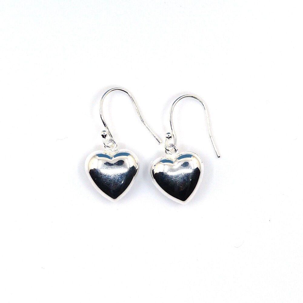 Tiny Sterling Silver Heart Drop Earrings, Gift for Friend