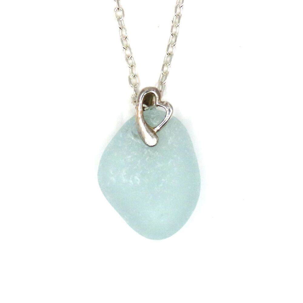 Seafoam Blue Sea Glass Necklace CLAIR