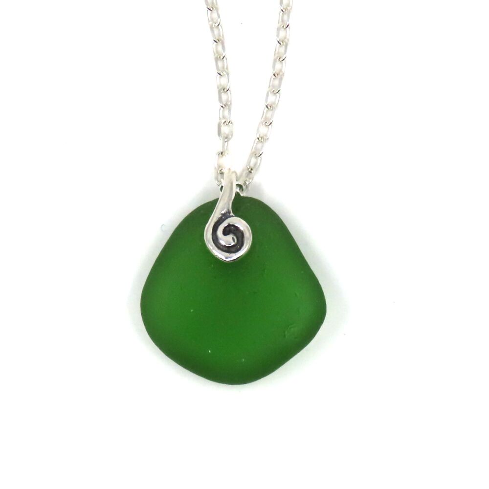 Green  Sea Glass Necklace LACY