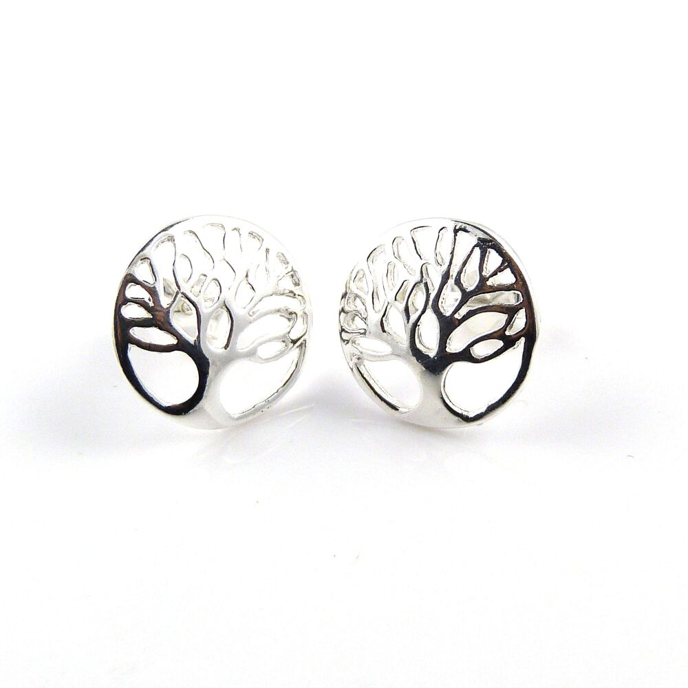 Sterling Silver Tree of Life Stud Earrings