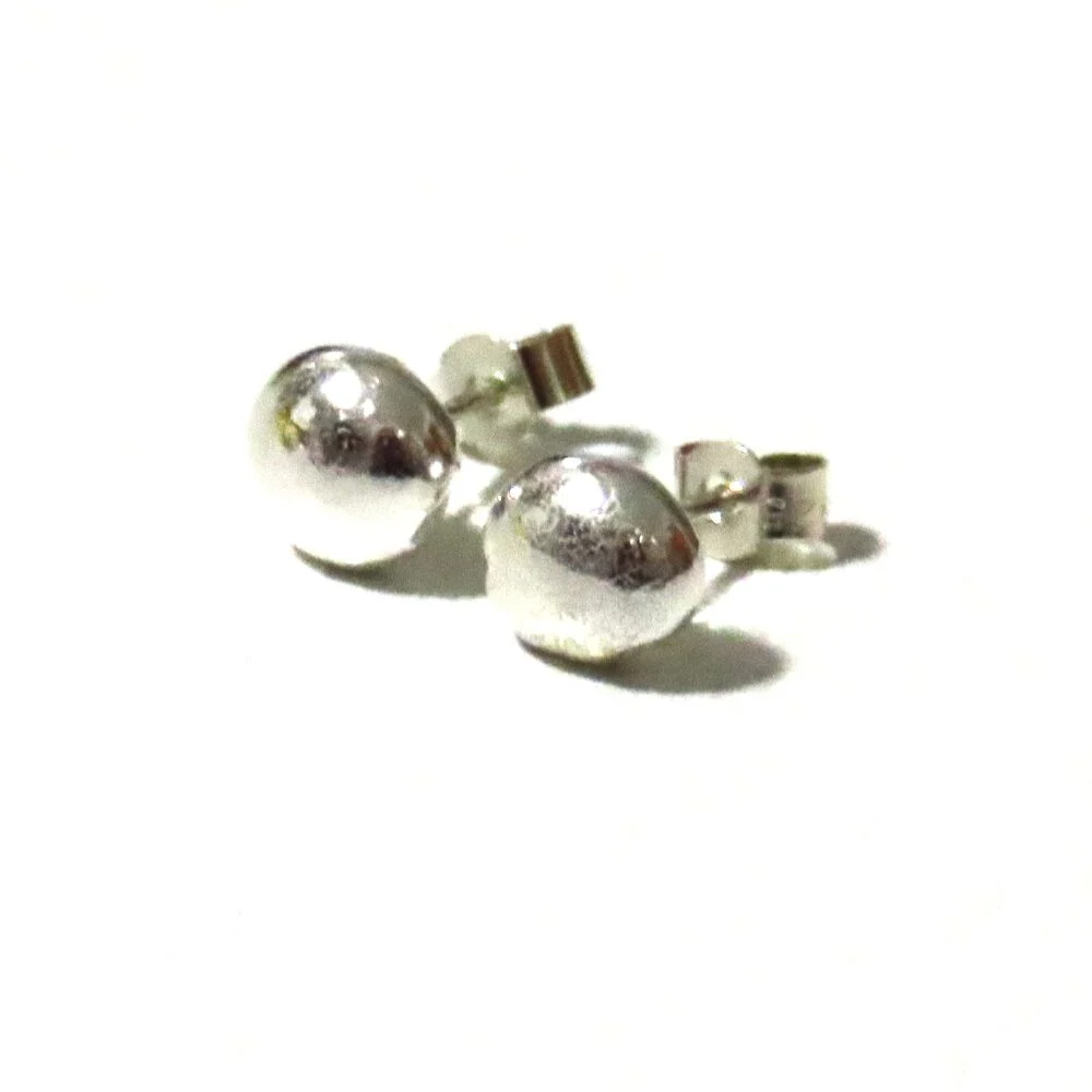 Sterling Silver Pebble Stud Earrings