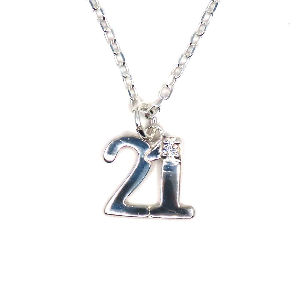 Sterling Silver 21 Charm Necklace, Handmade Custom Jewellery Gift