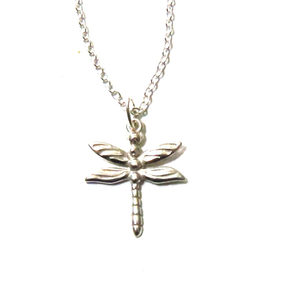 Sterling Silver Dragonfly Charm Necklace, Nature Inspired Insect Pendant, Delicate Minimalist Wildlife Jewellery Gift
