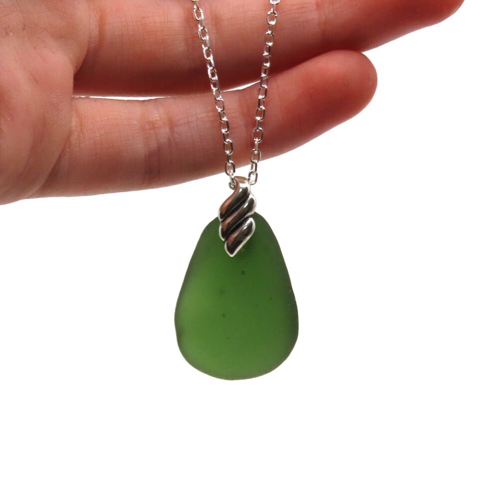 Hunter Green Sea Glass Necklace NADEEN