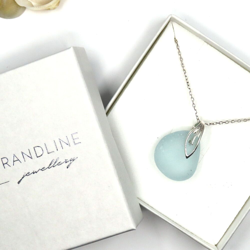 Seafoam Blue Sea Glass Necklace RENEE