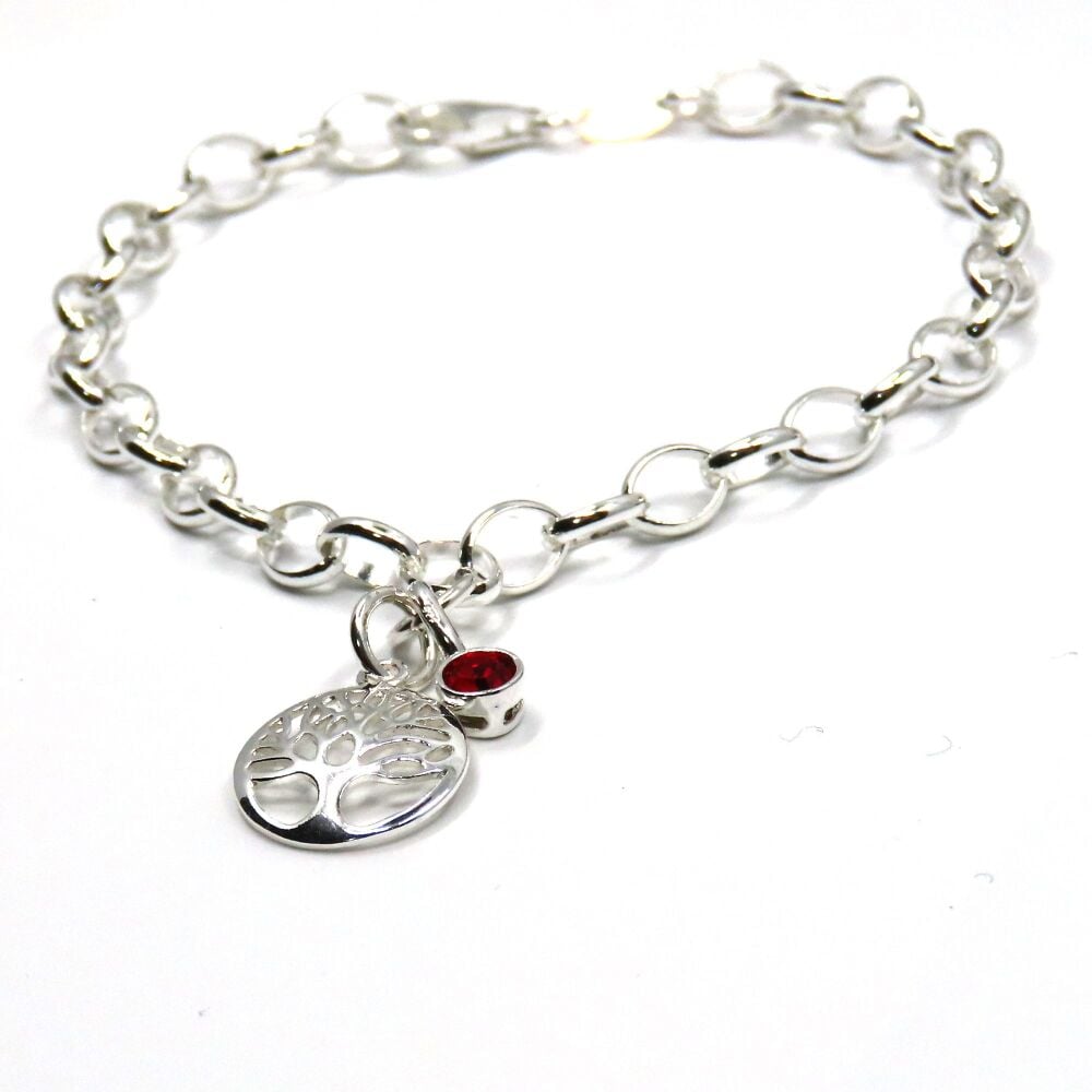 Tree of Life Birthstone Bracelet in Sterling Silver