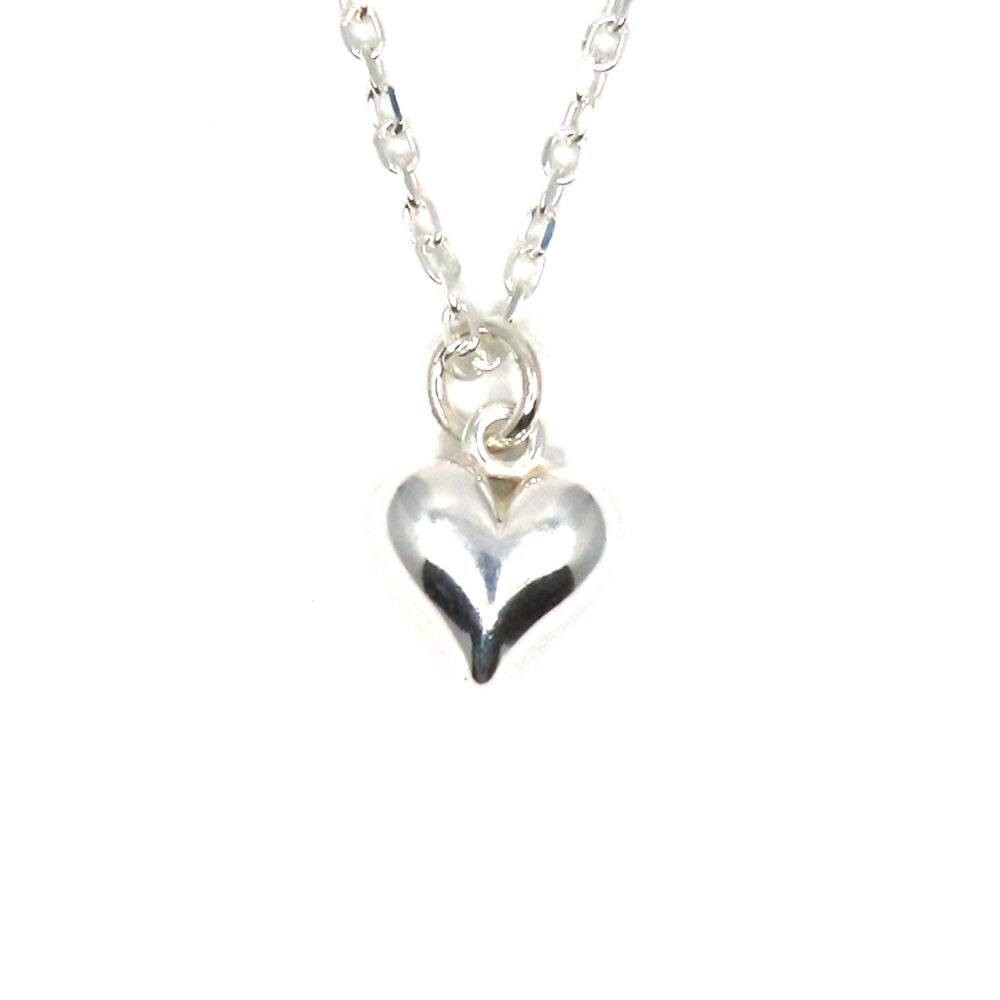 Sterling Silver Puffy Heart Necklace