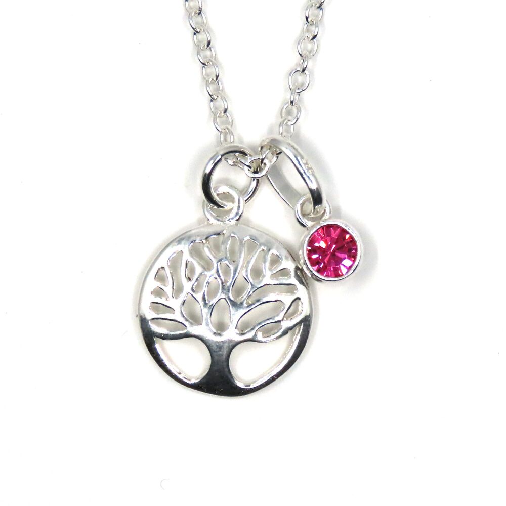 Sterling Silver Tree of Life Necklace with Birthstone | Personalised Jewellery Gift for Her