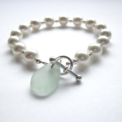 Swarovski Pearl and Sea Glass Bracelet