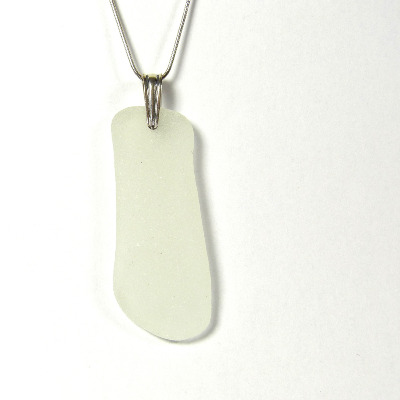 White Sea Glass on Sterling Silver Necklace CORDELIA