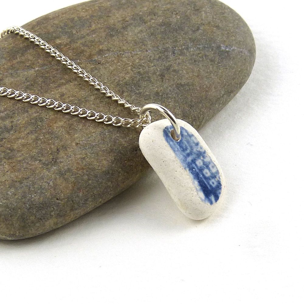 Beach Pottery on Sterling Silver Necklace LILLY